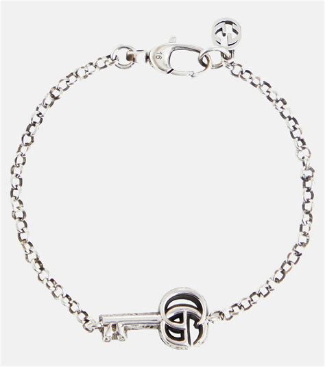 gucci double g key bracelet gold|Gucci silver and onyx necklace.